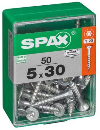 SPAX TORNILLO UNIVERSAL CABEZA PLANA TORX WIROX 5x30 CAJA 50pzs