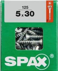 SPAX TORNILLO UNIVERSAL CABEZA PLANA TORX WIROX 5x30 CAJA 125pzs