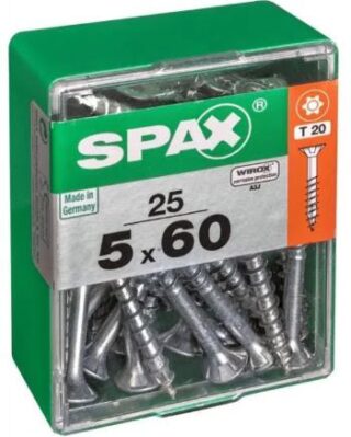 SPAX TORNILLO UNIVERSAL CABEZA PLANA TORX WIROX 5x60 CAJA 25pzs