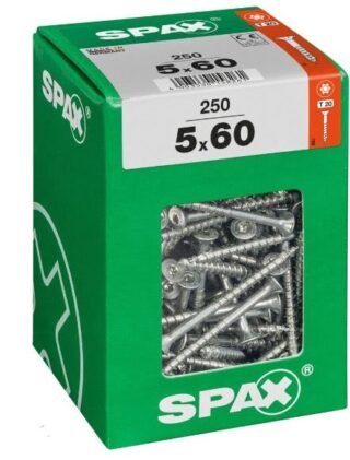 SPAX TORNILLO UNIVERSAL CABEZA PLANA TORX WIROX 5x60 CAJA 250pzs XXL