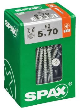 SPAX TORNILLO UNIVERSAL CABEZA PLANA TORX WIROX 5x70 CAJA 50pzs