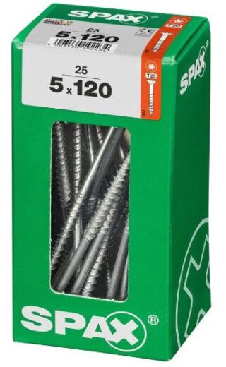 SPAX TORNILLO UNIVERSAL CABEZA PLANA TORX WIROX 5x12 CAJA 25pzs
