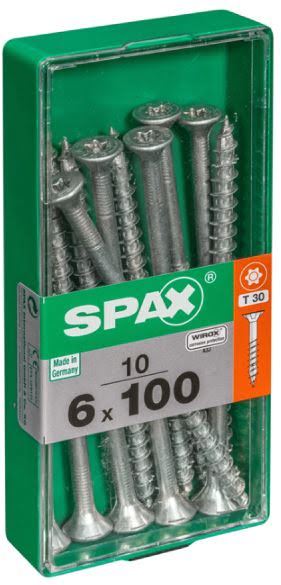 SPAX TORNILLO UNIVERSAL CABEZA PLANA TORX WIROX 6x10 CAJA 10pzs