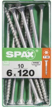 SPAX TORNILLO UNIVERSAL CABEZA PLANA TORX WIROX 6x12 CAJA 10pzs