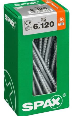 SPAX TORNILLO UNIVERSAL CABEZA PLANA TORX WIROX 6x12 CAJA 25pzs