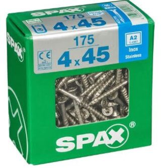 SPAX TORNILLO INOX A2 CABEZA PLANA TORX 4x45 CAJA 175pzs XXL