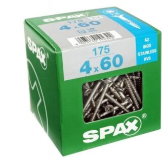 SPAX TORNILLO INOX A2 CABEZA PLANA TORX 4x60 CAJA 175pzs XXL
