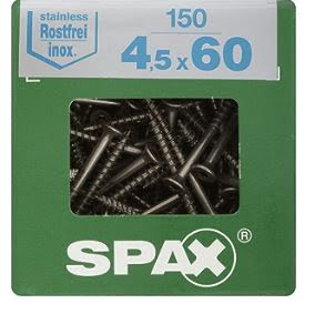 SPAX TORNILLO INOX A2 CABEZA PLANA TORX 4,5x60 CAJA 150pzs XXL
