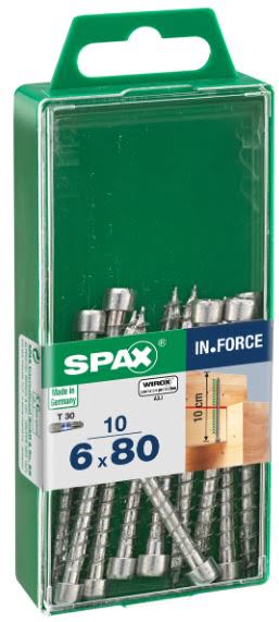 SPAX TORNILLO CABEZA CON ARANDELA HI.FORCE WIROX 6x80 CAJA 10pzs