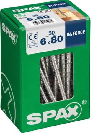 SPAX TORNILLO ACERO TEMPLADO CABEZA CILINDRICA IN.FORCE TORX WIROX 6x80 CAJA 30pzs