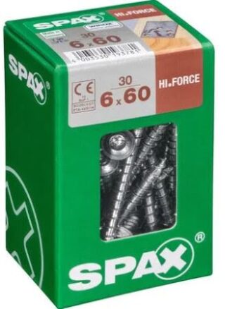 SPAX TORNILLO CABEZA CON ARANDELA HI.FORCE WIROX 6x60 CAJA 30pzs