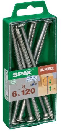 SPAX TORNILLO CABEZA CON ARANDELA HI.FORCE WIROX 6x120  CAJA 8pzs