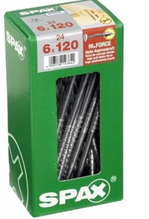 SPAX TORNILLO CABEZA CON ARANDELA HI.FORCE WIROX 6x120  CAJA 24pzs