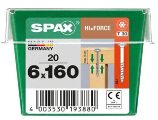 SPAX TORNILLO CABEZA CON ARANDELA HI.FORCE WIROX 6x160  CAJA 20pzs