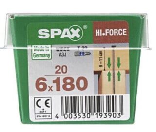 SPAX TORNILLO CABEZA CON ARANDELA HI.FORCE WIROX 6x180  CAJA 20pzs
