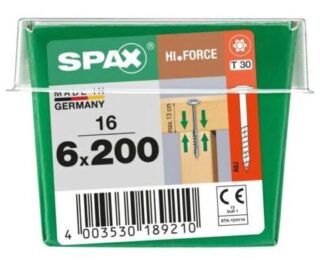SPAX TORNILLO CABEZA CON ARANDELA HI.FORCE WIROX 6x200  CAJA 16pzs