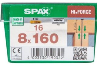 SPAX TORNILLO CABEZA CON ARANDELA HI.FORCE WIROX 8x160  CAJA 16pzs STK