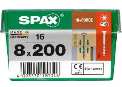 SPAX TORNILLO CABEZA CON ARANDELA HI.FORCE WIROX 8x200  CAJA 16pzs STK