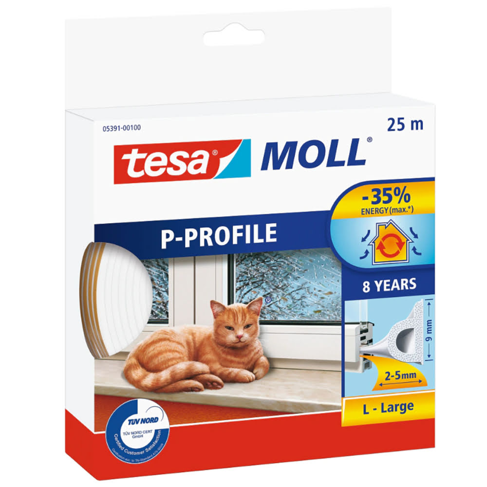 TESA CAUCHO TUBULAR 5391 25mts x 9mm BLANCO PERFIL P