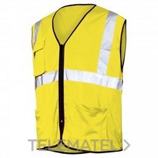 CHALECO ALTA VISIBILIDAD MULTIBOLSILLO AMARILLO C/CREMALLERA T.XL/XXL