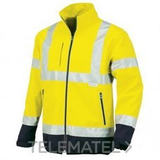 CHAQUETA SOFTSHELL FLASH ALTA VISIBILIDAD AMARILLO CON BANDAS T.L