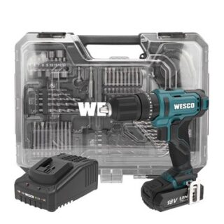 WESCO WS2390K2.1 TALADRO PERCUTOR 18V, 50NM 2 BATERIAS 2.0 AH, CON CARGADOR Y 75 ACCESORIOS
