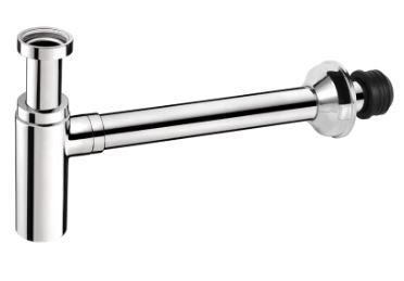 SIFON REDONDO LATON CROMADO PARA LAVABO 1 1/4" CON JUNTA UNION METAL/PLASTICO - Imagen 2