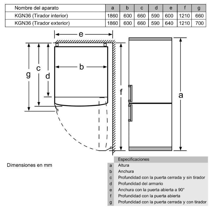 BOSCH FRIGORIFICO COMBI BLANCO NO FROST E 186x60x66 KGN36VWEA - Imagen 4