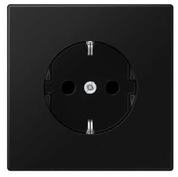 JUNG BASE ENCHUFE SCHUKO 16A 250V LS NEGRO MATE CON PROTECCIÓN PARA NIÑOS