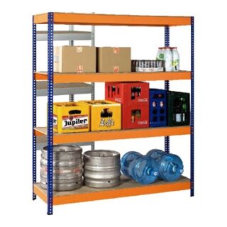 IRONSIDE-ESTANTERIA METALICA AZUL / NARANJA 4 ESTANTES 190X150X60CM