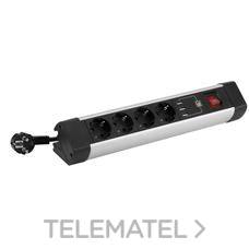 BASE CON FIJACION 4 TOMAS + 3 USB-A ALUMINIO